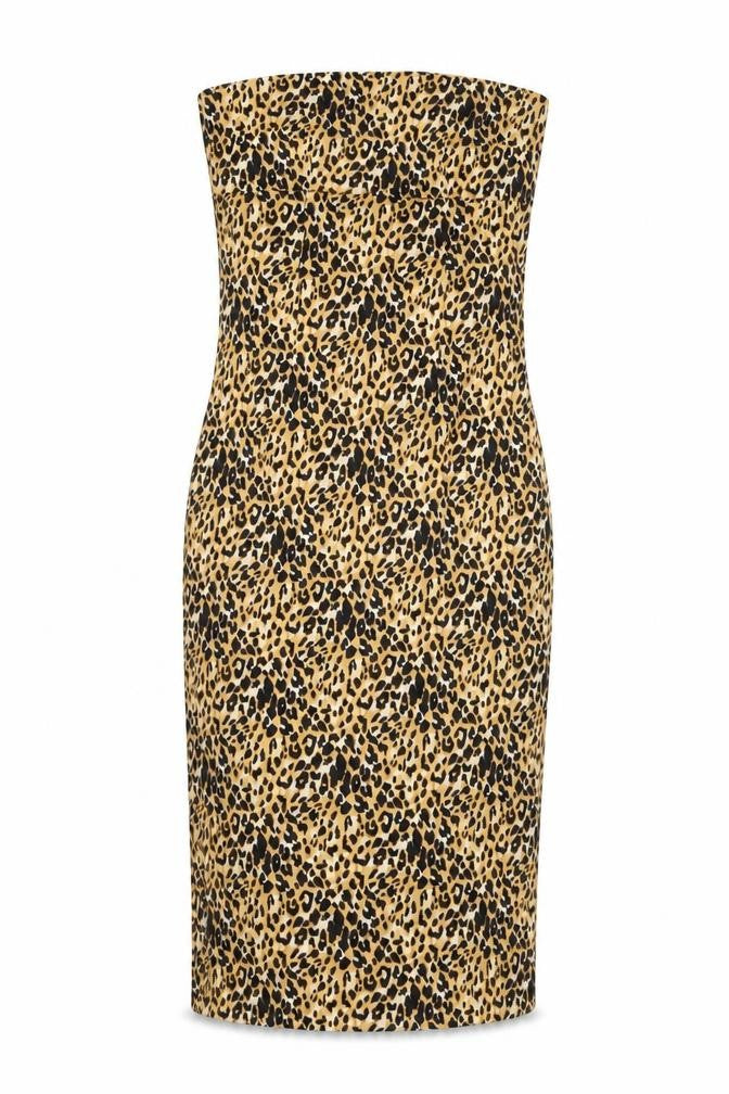 Front view of Seduction Women’s Leopard Print Strapless Dress, M