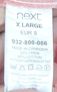 Next Men's Pink XL Linen Button-Up Shirt