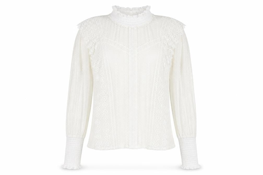 Front view of Decjuba Women's Ivory Lace Blouse -, size 8