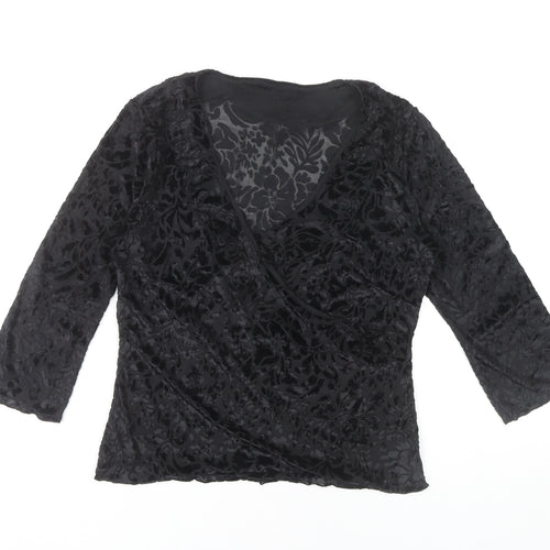 Next Women's Black Floral Wrap Blouse Size 12