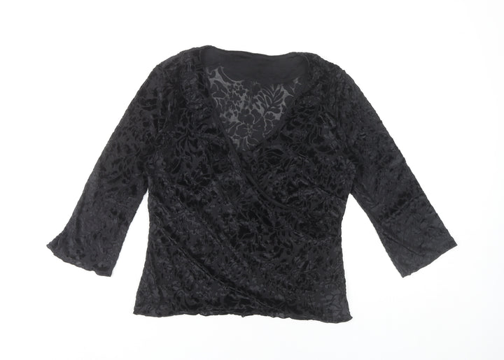 Next Women's Black Floral Wrap Blouse Size 12