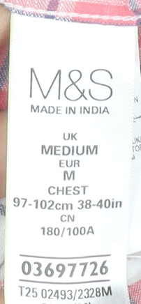 Marks and Spencer Men's Red Plaid Button-Up Shirt