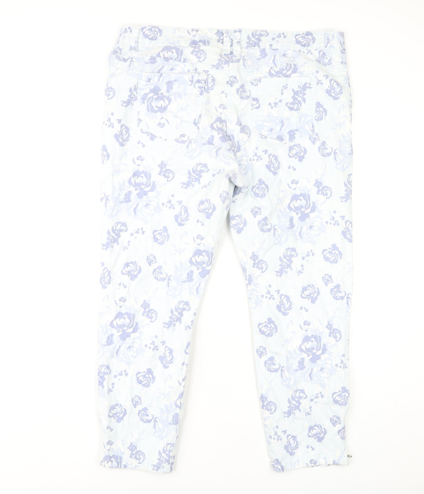 BHS Women's Blue Ankle Jeans, Floral Pattern, Size 18