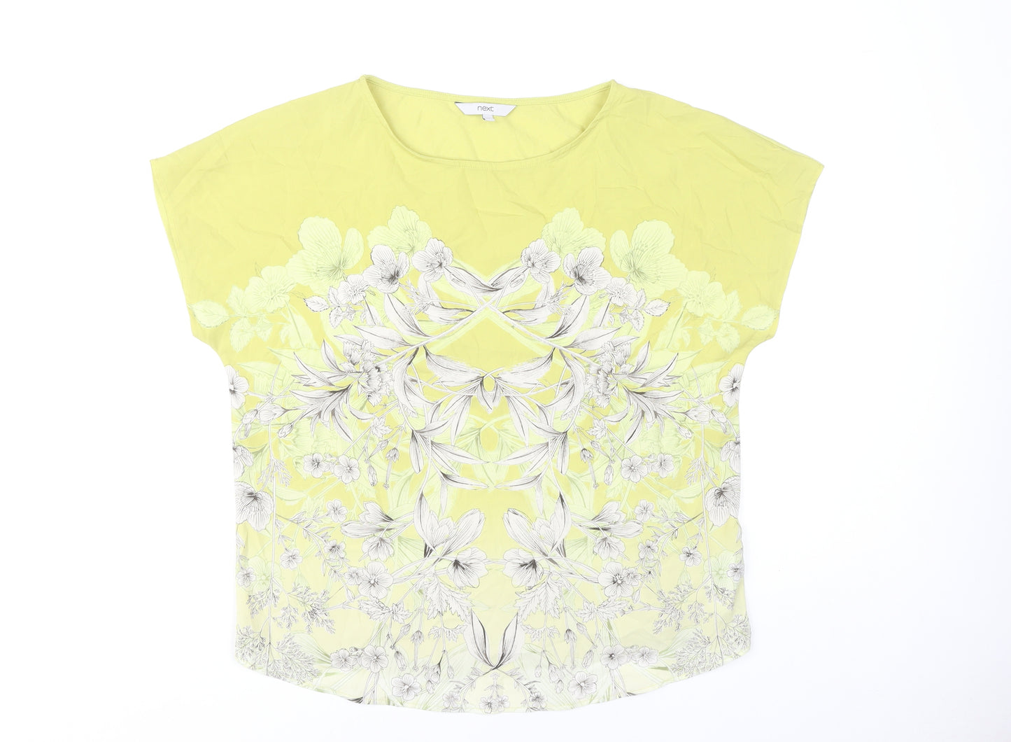 Next Women's Yellow Floral Jersey Top Size 14