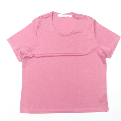 Julipa Women's Pink Basic T-Shirt, Size 16 Casual