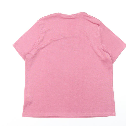 Julipa Women's Pink Basic T-Shirt, Size 16 Casual