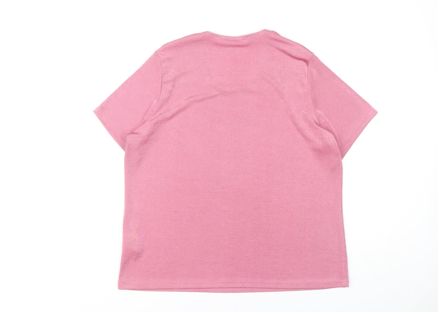 Julipa Women's Pink Basic T-Shirt, Size 16 Casual