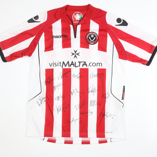 Macron Sheffield United Home Shirt XL Red Signed Adult Football Jersey