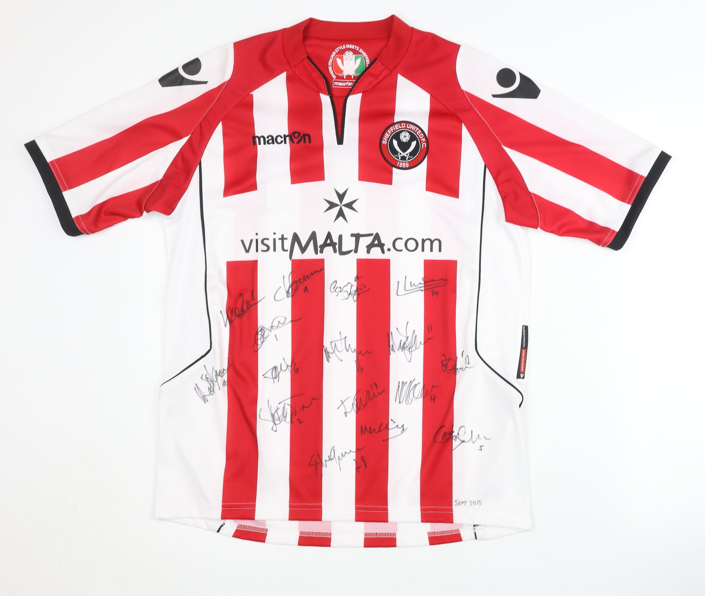 Macron Sheffield United Home Shirt XL Red Signed Adult Football Jersey