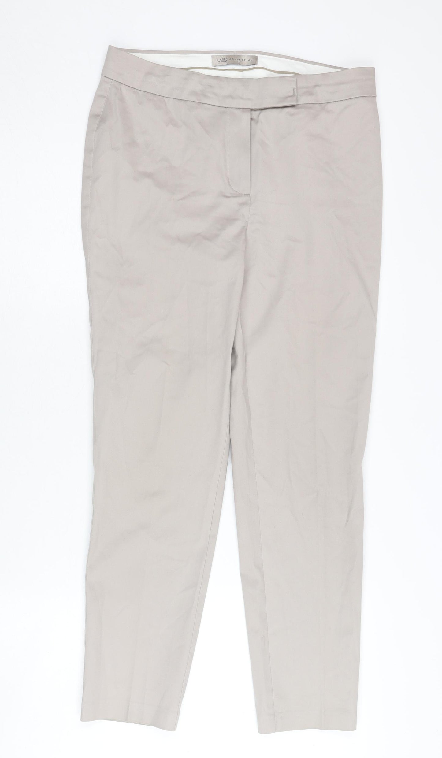 Marks and Spencer Women's Beige Straight Trousers Size 8