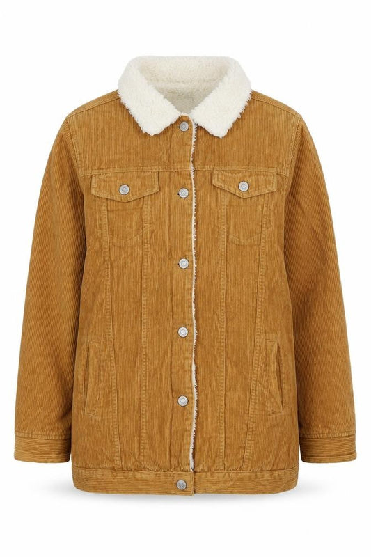 Front view of Denim Co. Women's Brown Corduroy Jacket, size 10