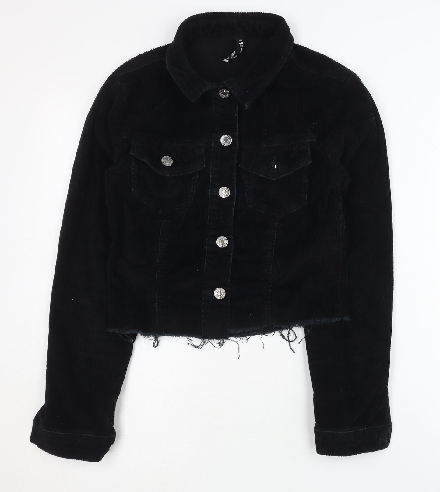 Denim Co. Women's Black Cropped Biker Jacket Size 12