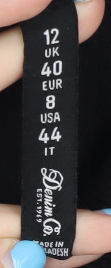 Denim Co. Women's Black Cropped Biker Jacket Size 12