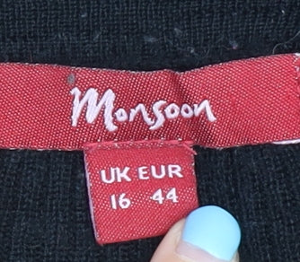 Monsoon Women's Black Cotton Cardigan Size 16