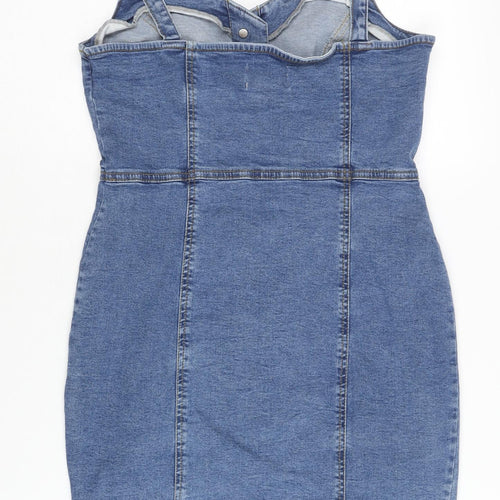 New Look Women's Blue Denim Pinafore Dress Size 10