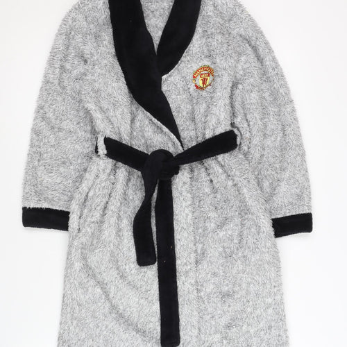 Manchester United Boys Grey & Black Hooded Robe, 10-11 Years
