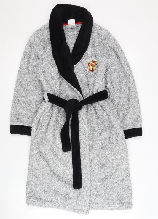 Manchester United Boys Grey & Black Hooded Robe, 10-11 Years