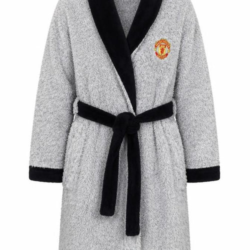 Manchester United Boys Grey & Black Hooded Robe, 10-11 Years