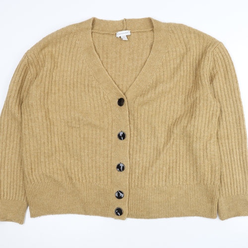 Topshop Beige Women's Cardigan Size 8 Knit Long Sleeve