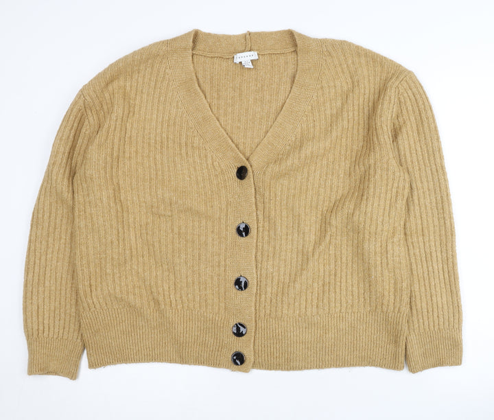 Topshop Beige Women's Cardigan Size 8 Knit Long Sleeve
