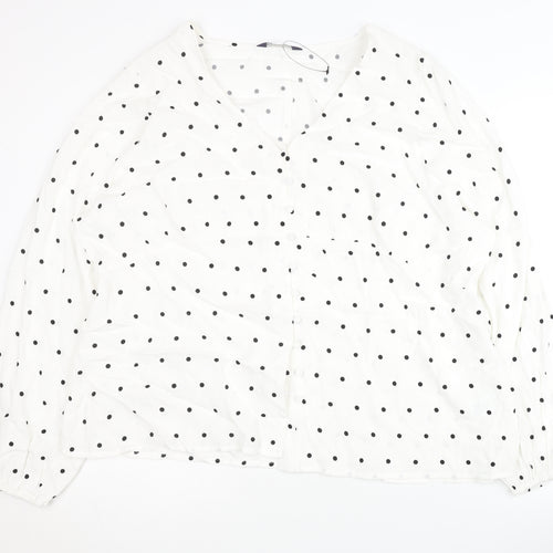 Marks and Spencer Women's White Polka Dot Blouse Size 22