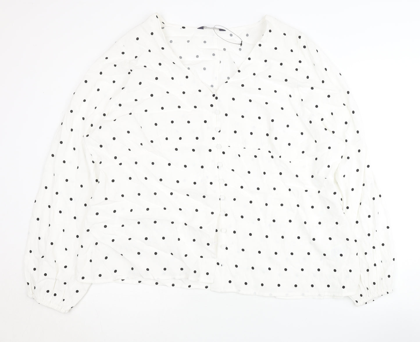 Marks and Spencer Women's White Polka Dot Blouse Size 22