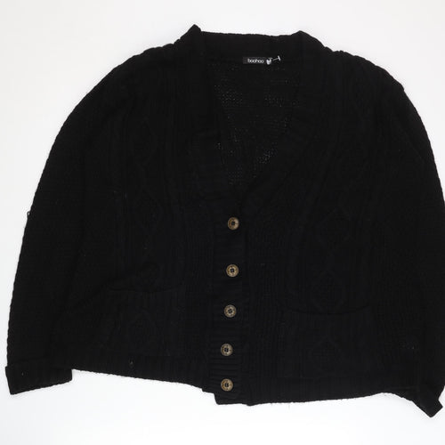 Boohoo Women's Black Cable-Knit Cardigan Size S