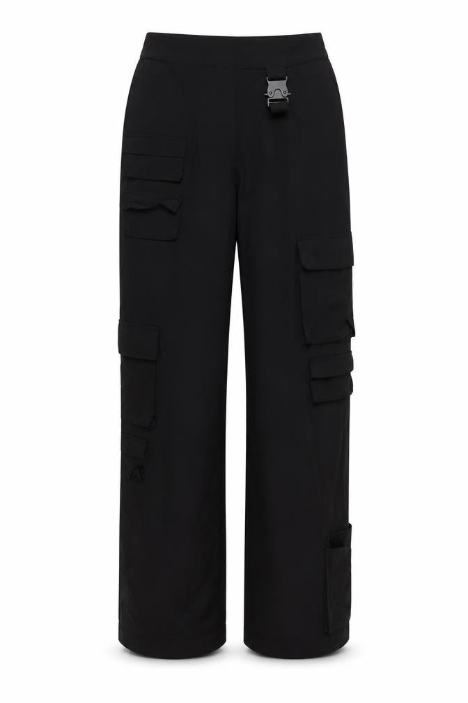 Front view of Couture Women's Black Cargo Trousers, UK 4