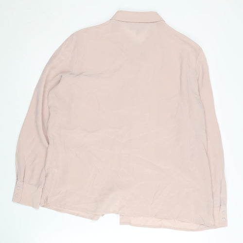 Pure Collection Silk Button-Up Shirt for Women, Pink, Size 14