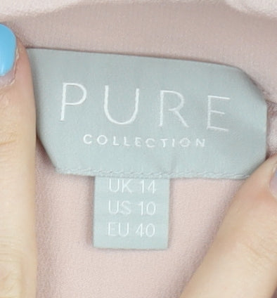 Pure Collection Silk Button-Up Shirt for Women, Pink, Size 14