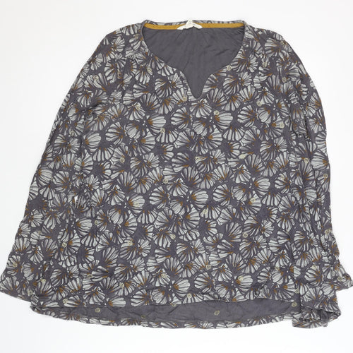 White Stuff Women's Grey Floral Blouse UK 14