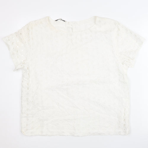 Gerard Darel Women's White Cotton Top, Size 14