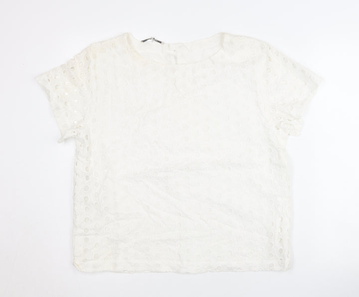 Gerard Darel Women's White Cotton Top, Size 14