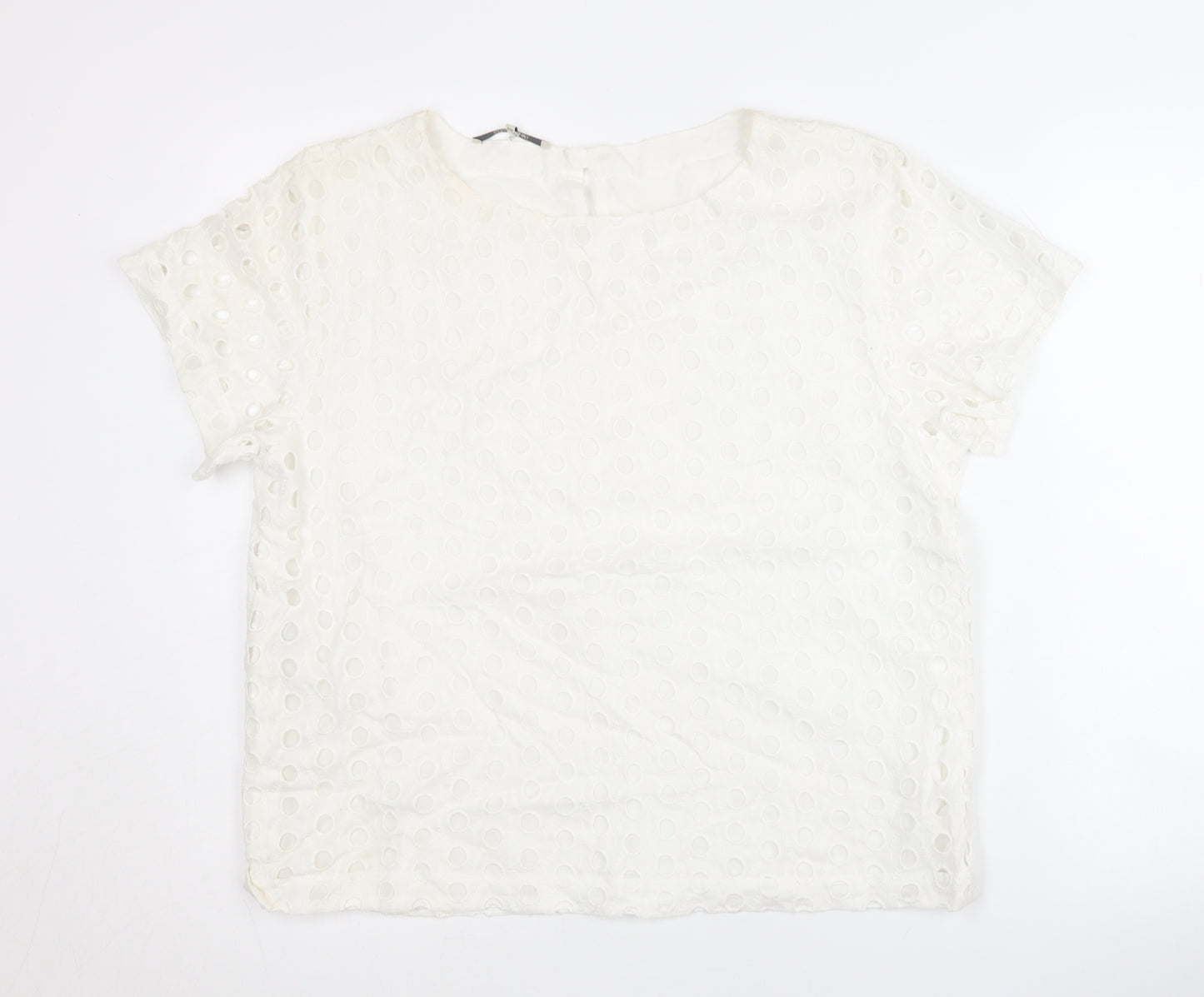 Gerard Darel Women's White Cotton Top, Size 14