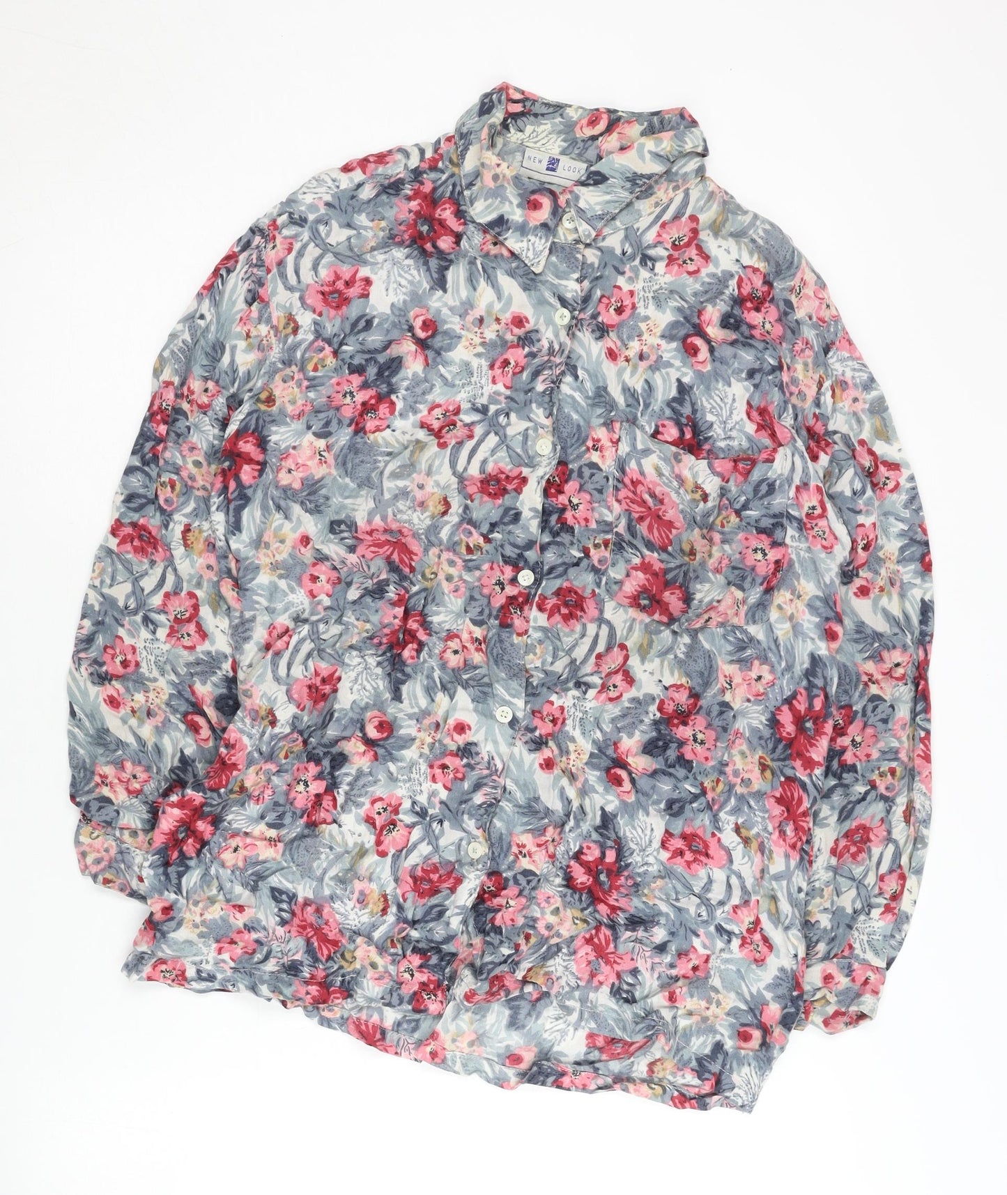 New Look Women's Multicoloured Floral Button-Up Shirt S