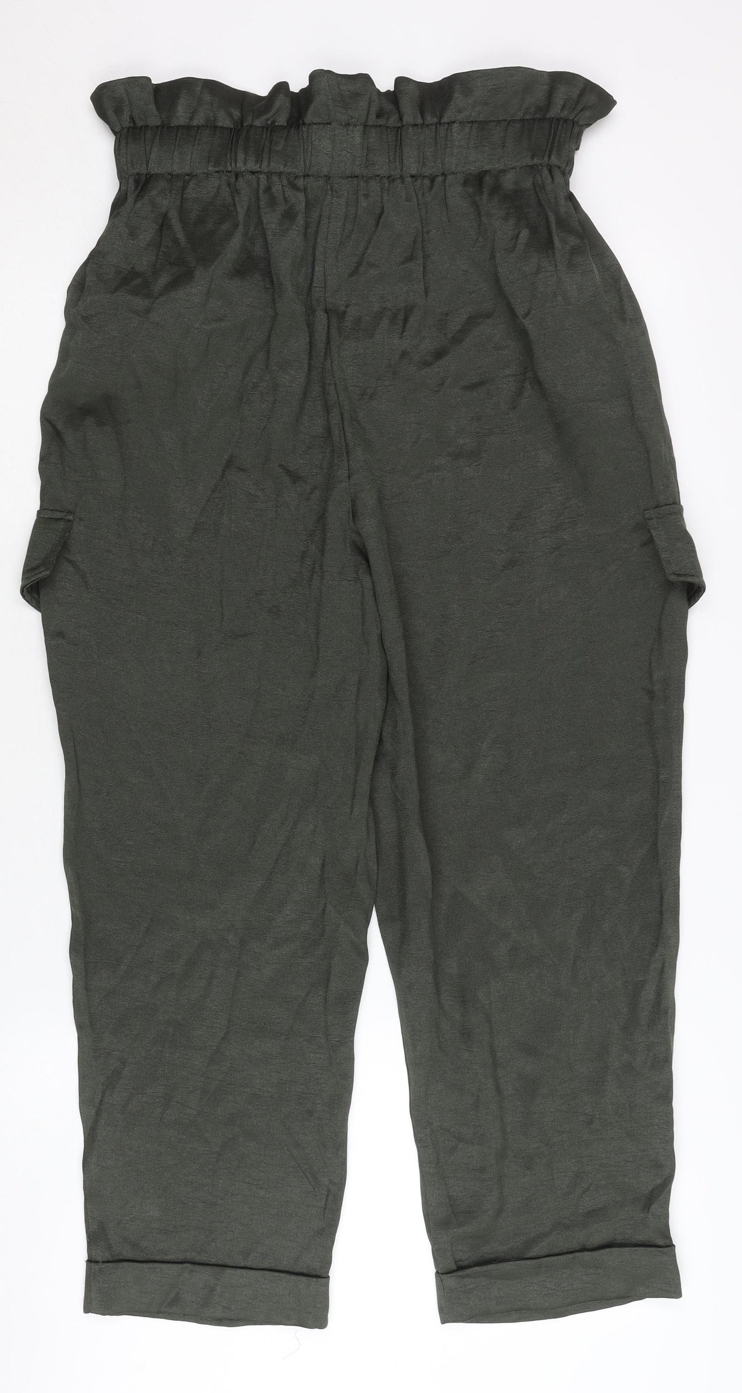 River Island Women's Green Paperbag Cargo Trousers Size 14