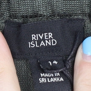 River Island Women's Green Paperbag Cargo Trousers Size 14