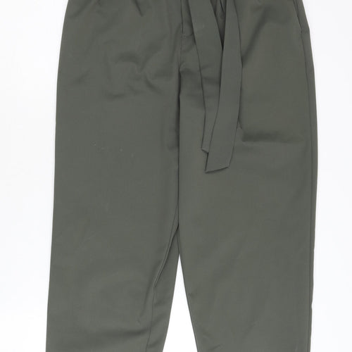 H&M Women's Green Paperbag Trousers Size 10