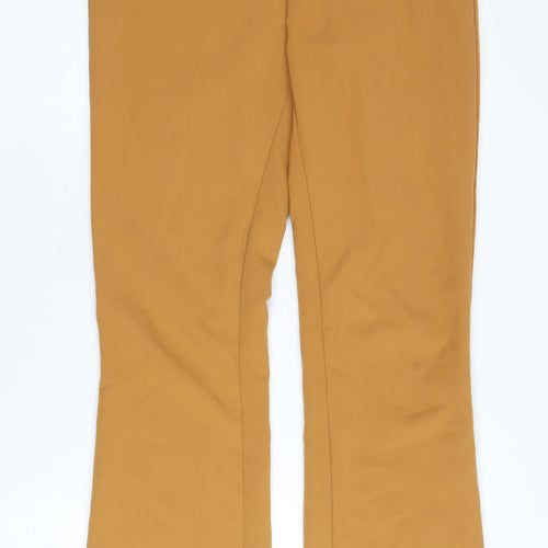 ICHI Women's Yellow Flared Trousers Size 8