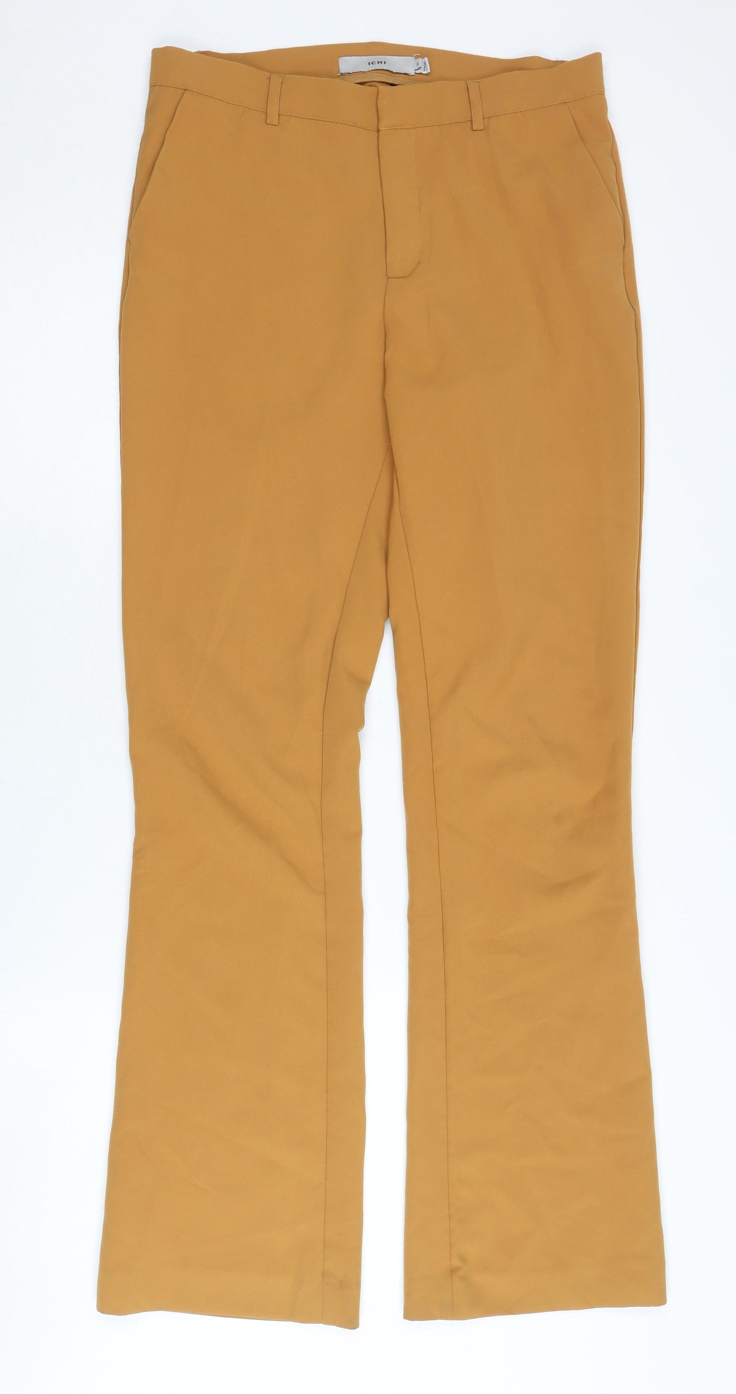 ICHI Women's Yellow Flared Trousers Size 8