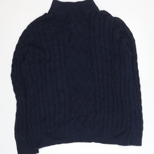 4studio Men's Blue Cable-Knit 1/2 Zip Jumper L