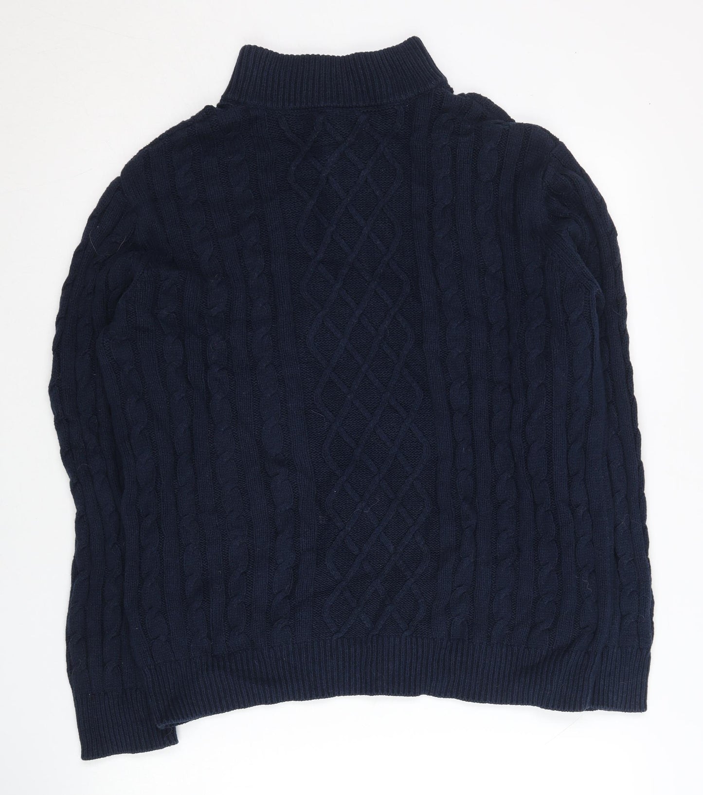 4studio Men's Blue Cable-Knit 1/2 Zip Jumper L