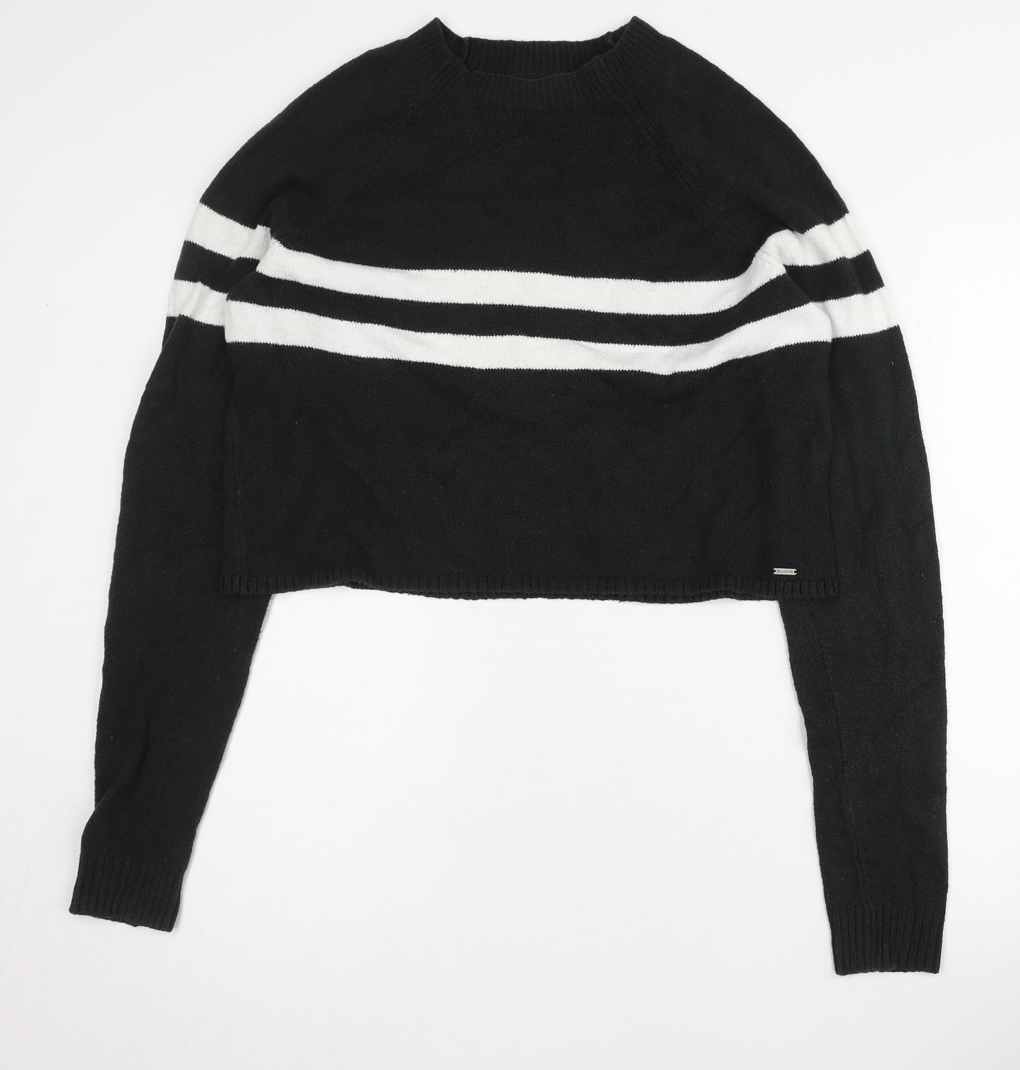 Hollister Womens Black Pullover Jumper L Striped
