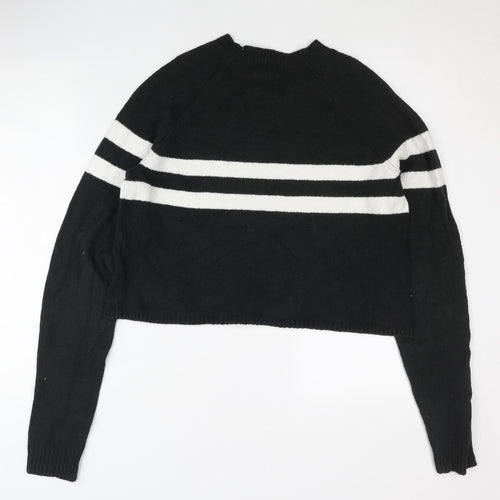 Hollister Womens Black Pullover Jumper L Striped