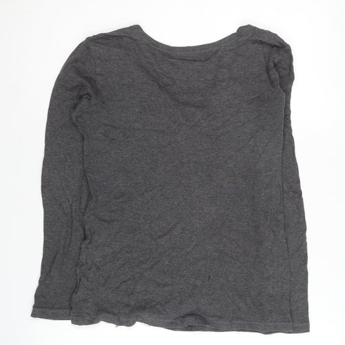 Gap Women's Grey Henley Long Sleeve T-Shirt S