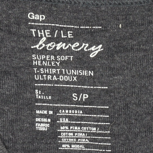 Gap Women's Grey Henley Long Sleeve T-Shirt S