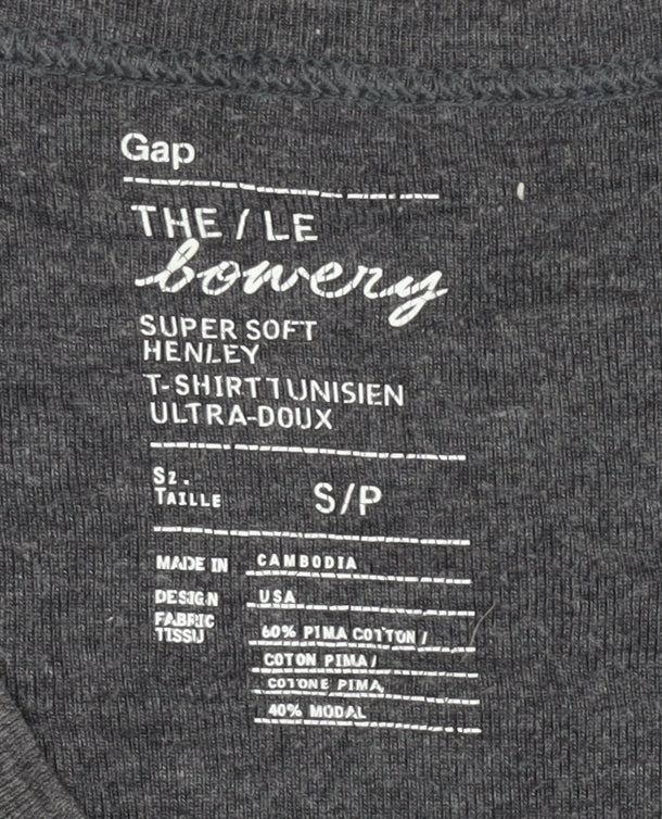 Gap Women's Grey Henley Long Sleeve T-Shirt S