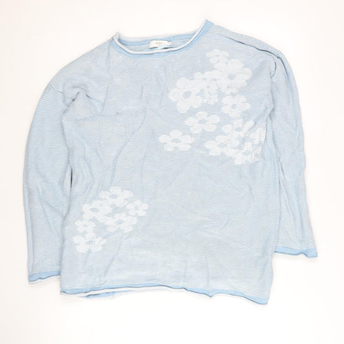Cotton Traders Women's Blue Floral Pullover Jumper Size 12