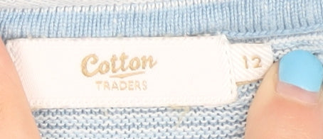 Cotton Traders Women's Blue Floral Pullover Jumper Size 12