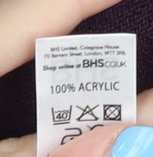 BHS Women's Purple Open Front Cardigan Size 18 Acrylic